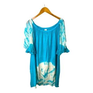 GREEN DRAGON TONIC DRESS SIZE XL OFF THE SHOULDER BUTTERFLY. TIE DIE 100% COTTON